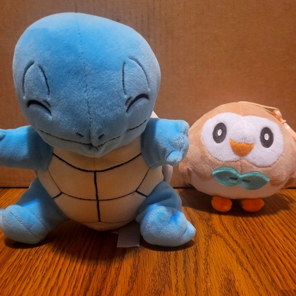 Pokemon Other - Pokémon Plush Lot Of 2 Squirtle & Rowlet Fantastic Condition